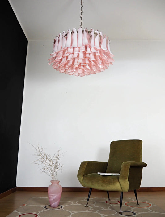 Murano Pink Glass Petal Chandelier-DWHOME