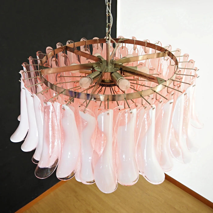 Murano Pink Glass Petal Chandelier-DWHOME