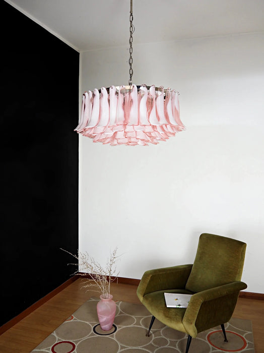 Murano Pink Glass Petal Chandelier-DWHOME