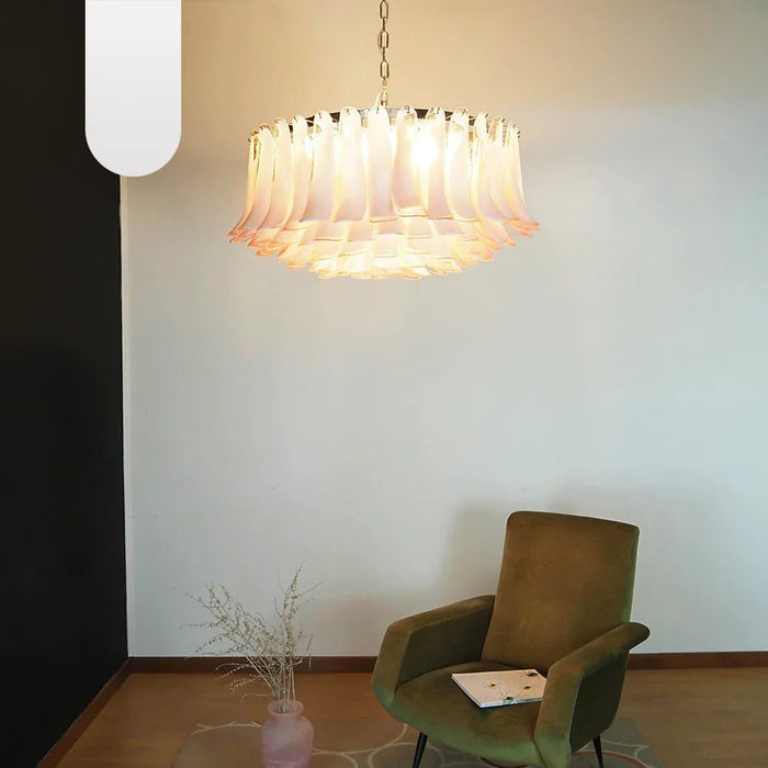 Murano Pink Glass Petal Chandelier-DWHOME