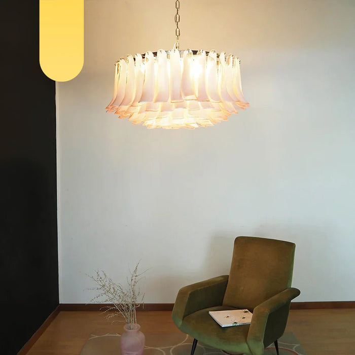 Murano Pink Glass Petal Chandelier-DWHOME