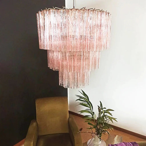 Murano Pink Glass Tube Chandelier-DWHOME