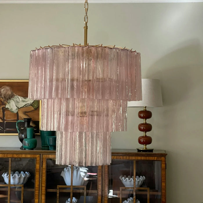 Murano Pink Glass Tube Chandelier-DWHOME