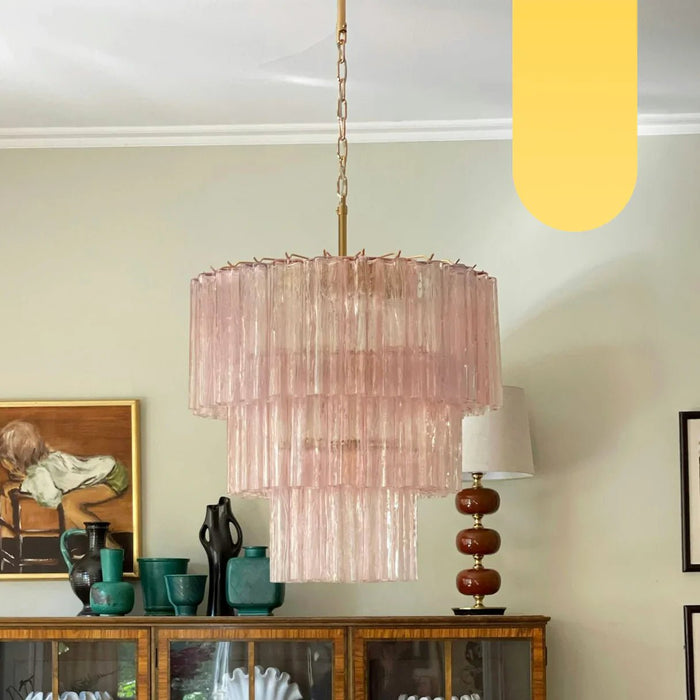 Murano Pink Glass Tube Chandelier-DWHOME
