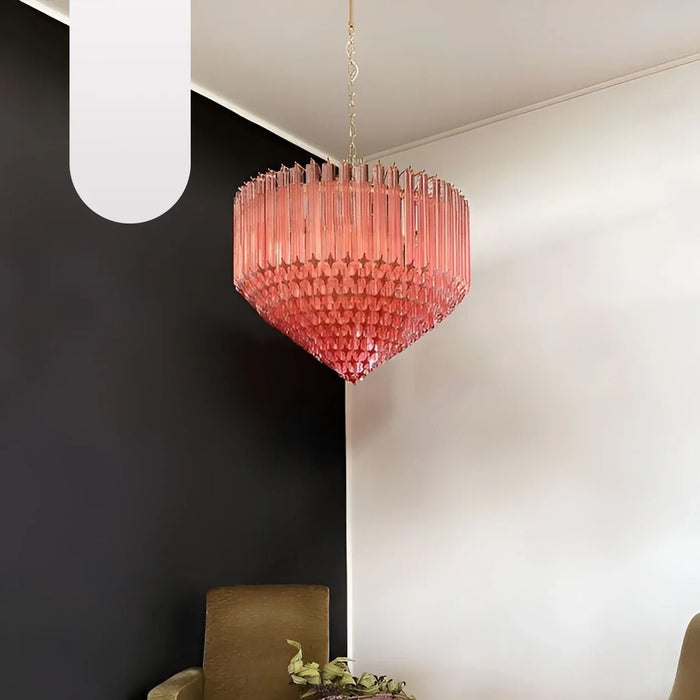 Murano Quadriedri Prisms Pink Chandelier-DWHOME
