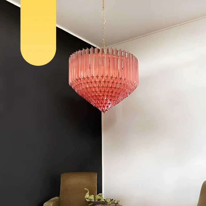 Murano Quadriedri Prisms Pink Chandelier-DWHOME
