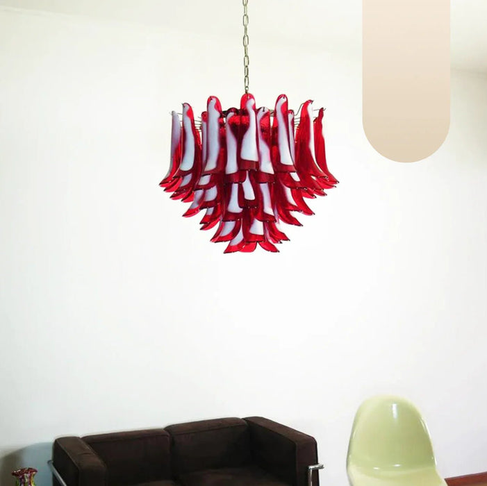 Vintage Red Glass Murano Petals Chandelier-DWHOME