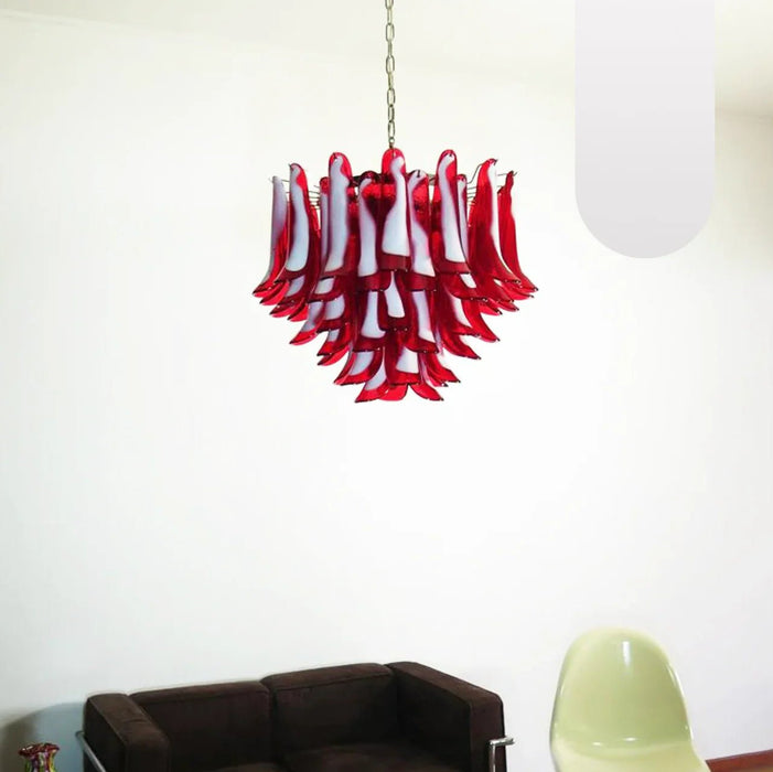 Vintage Red Glass Murano Petals Chandelier-DWHOME