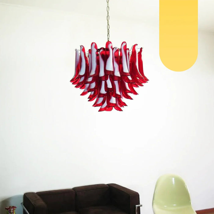 Vintage Red Glass Murano Petals Chandelier-DWHOME
