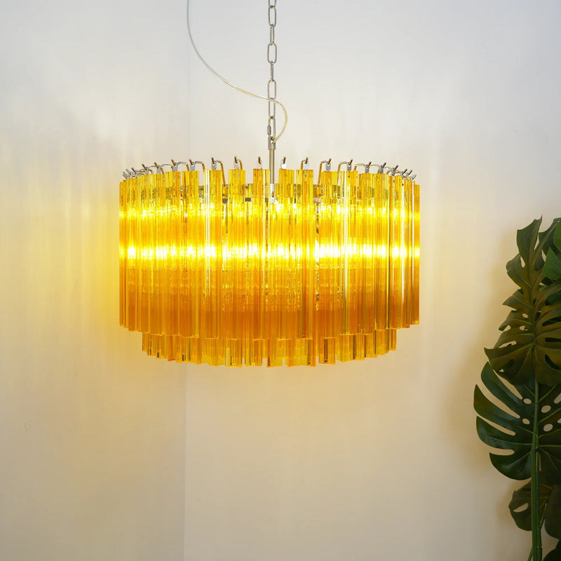 Murano Round Prisms Amber Chandelier-DWHOME