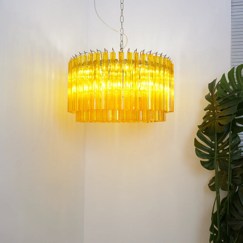 Murano Round Prisms Amber Chandelier-DWHOME