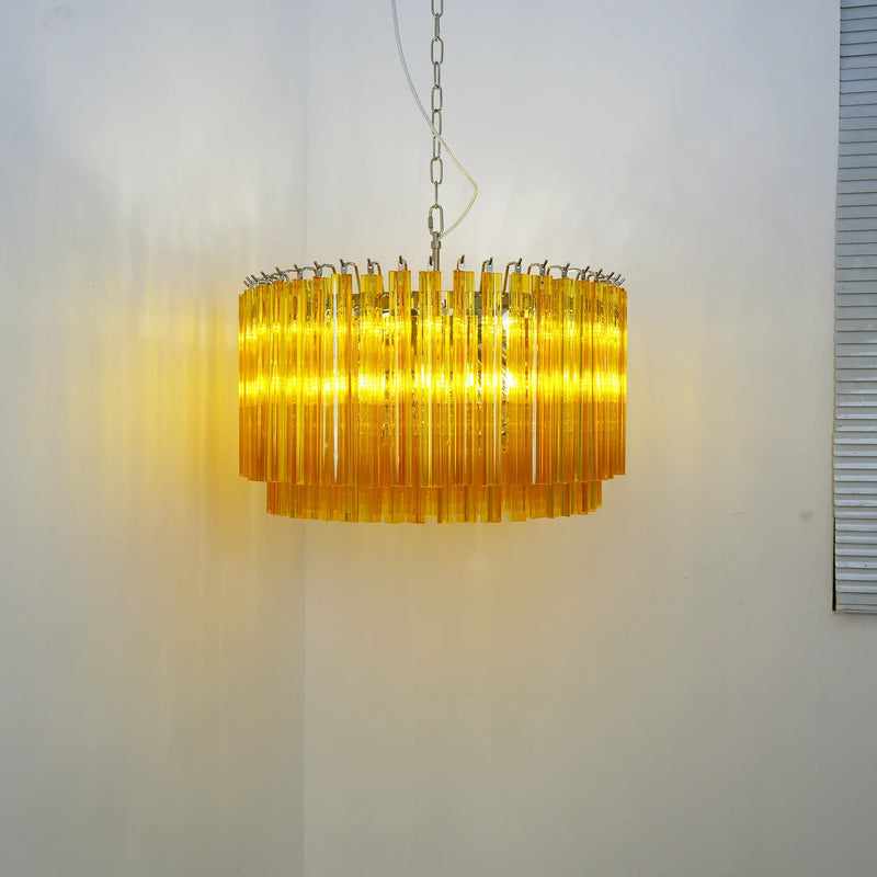 Murano Round Prisms Amber Chandelier-DWHOME