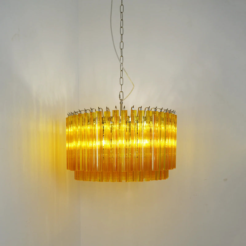 Murano Round Prisms Amber Chandelier-DWHOME