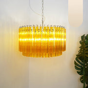 Murano Round Prisms Amber Chandelier-DWHOME