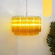 Murano Round Prisms Amber Chandelier-DWHOME