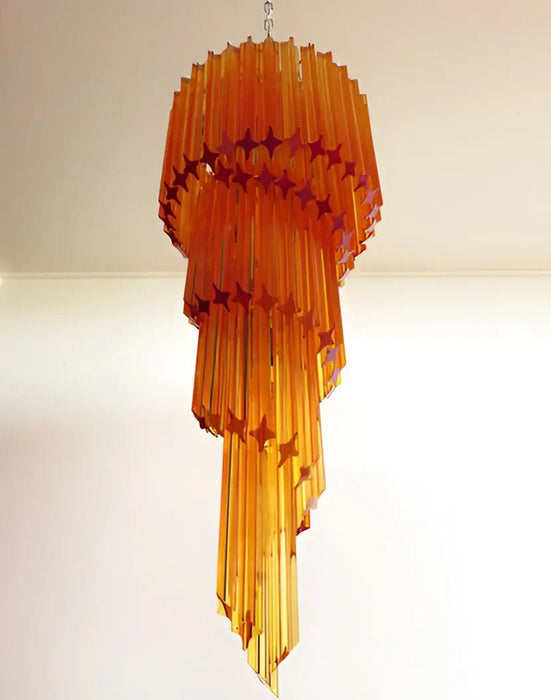 Murano Spiral Amber Prism Glass Chandelier-DWHOME