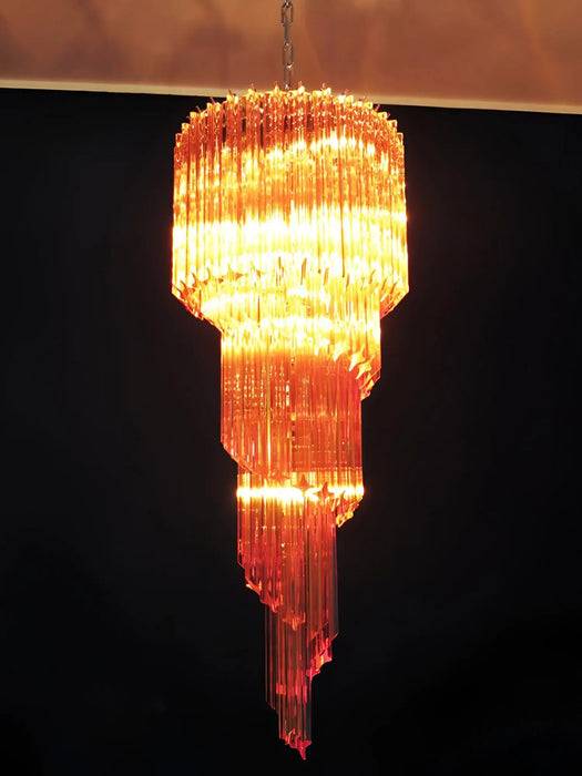 Murano Spiral Amber Prism Glass Chandelier-DWHOME
