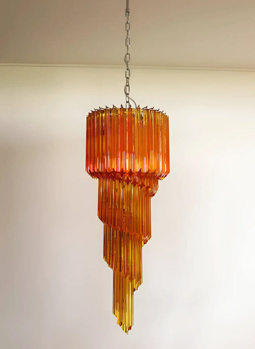 Murano Spiral Amber Prism Glass Chandelier-DWHOME