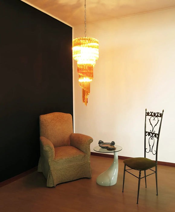 Murano Spiral Amber Prism Glass Chandelier-DWHOME