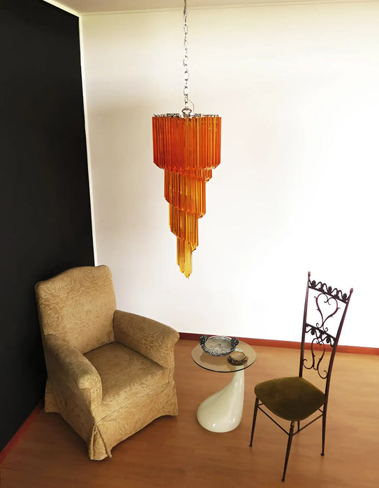 Murano Spiral Amber Prism Glass Chandelier-DWHOME