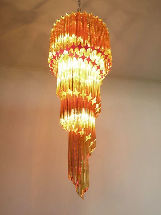 Murano Spiral Amber Prism Glass Chandelier-DWHOME