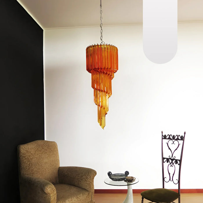 Murano Spiral Amber Prism Glass Chandelier-DWHOME