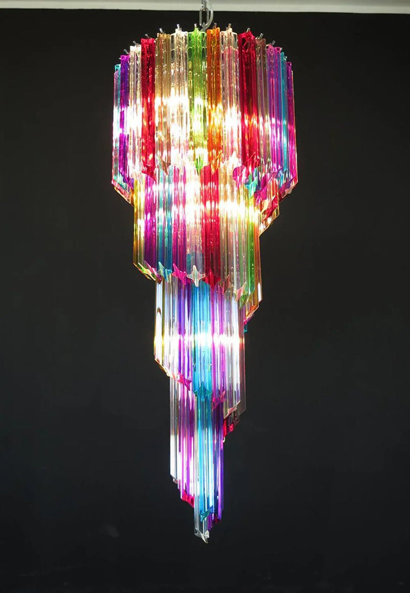 Murano Spiral Multicolor Prism Glass Chandelier-DWHOME