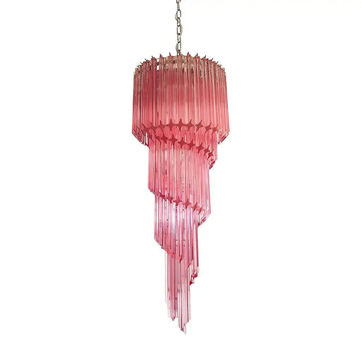 Murano Spiral Pink Prism Glass Chandelier-DWHOME
