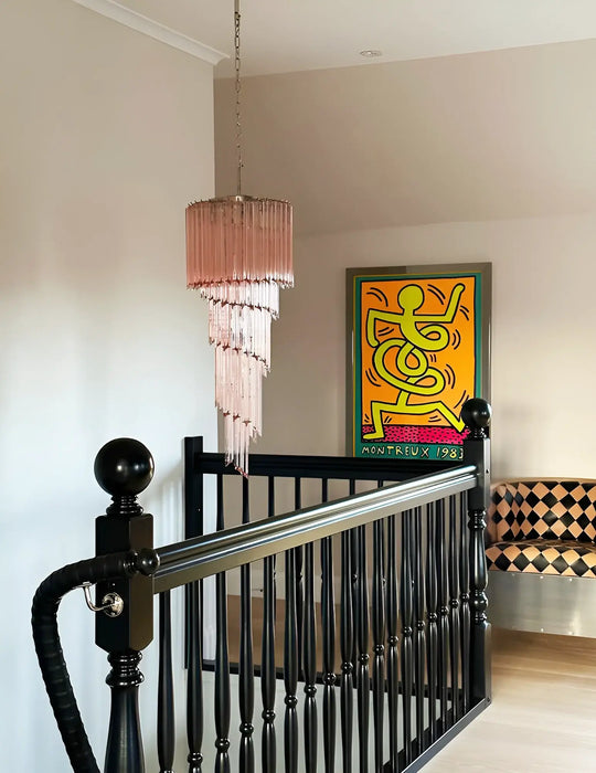 Murano Spiral Pink Prism Glass Chandelier-DWHOME