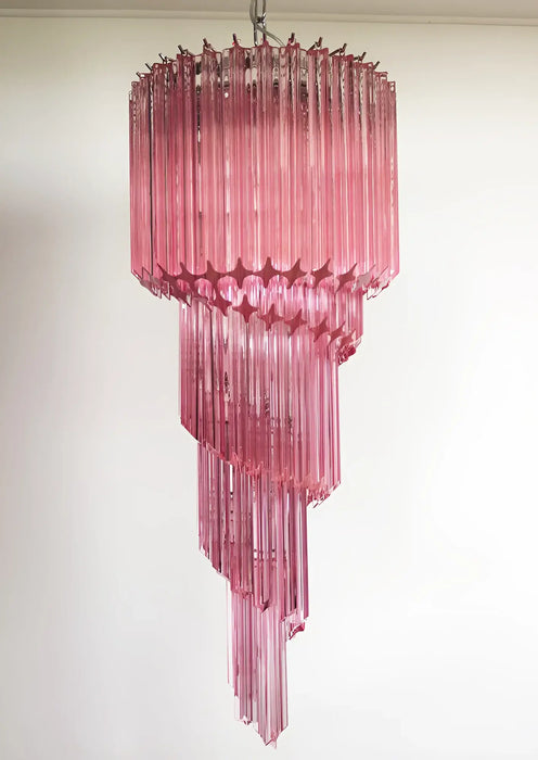 Murano Spiral Pink Prism Glass Chandelier-DWHOME