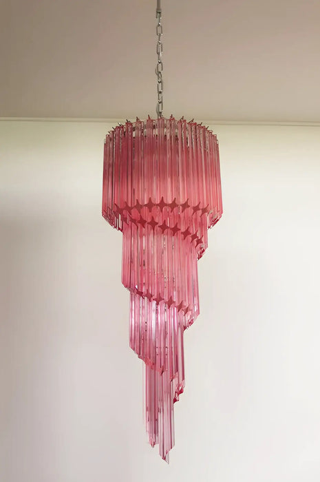 Murano Spiral Pink Prism Glass Chandelier-DWHOME