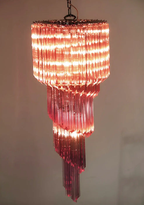 Murano Spiral Pink Prism Glass Chandelier-DWHOME