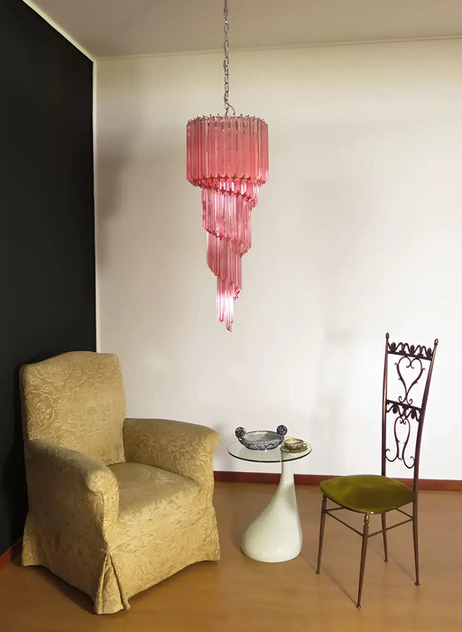 Murano Spiral Pink Prism Glass Chandelier-DWHOME