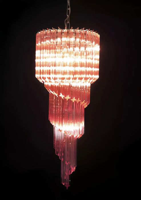 Murano Spiral Pink Prism Glass Chandelier-DWHOME