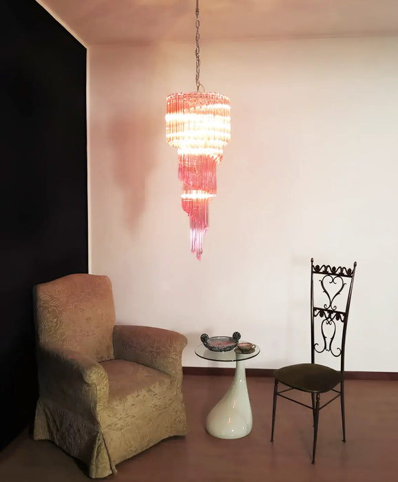 Murano Spiral Pink Prism Glass Chandelier-DWHOME