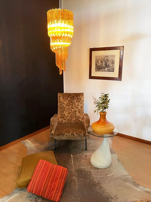 Murano Spiral Prisms Amber Chandelier-DWHOME
