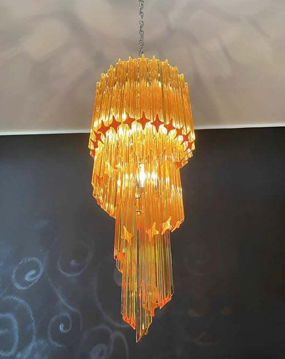 Murano Spiral Prisms Amber Chandelier-DWHOME