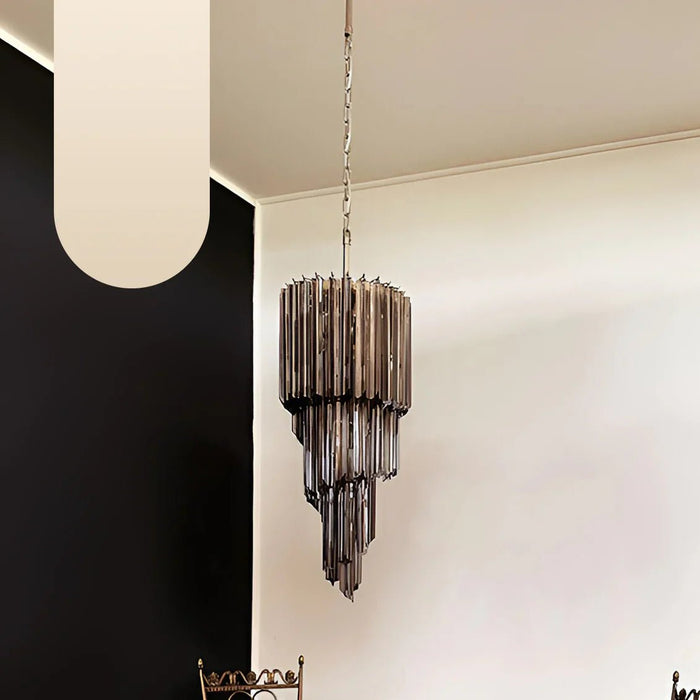Murano Spiral Prisms Smoked Chandelier-DWHOME