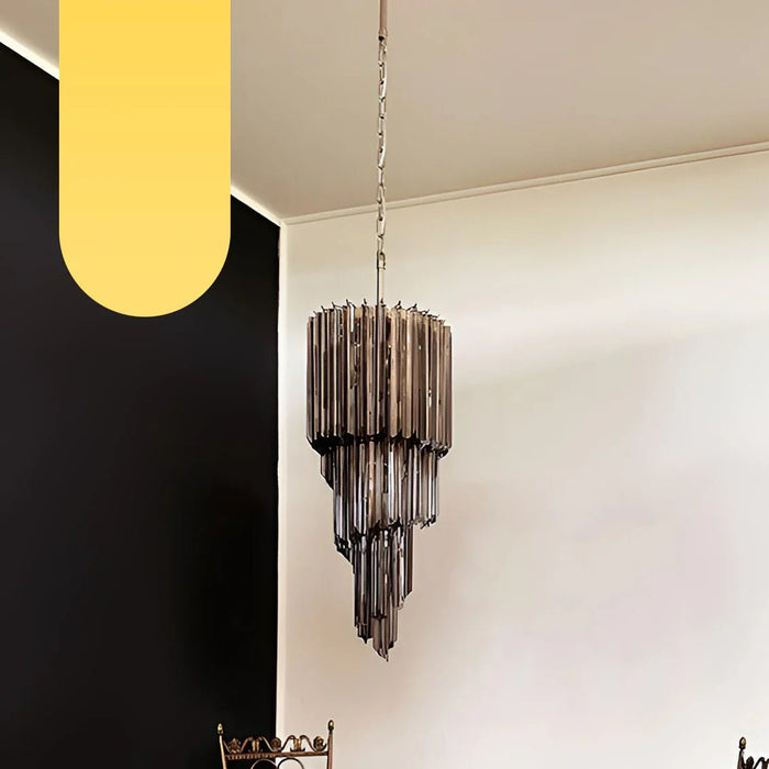 Murano Spiral Prisms Smoked Chandelier-DWHOME