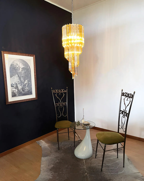 Murano Spiral Prisms Transparent Amber Chandelier-DWHOME