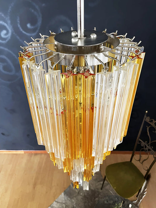Murano Spiral Prisms Transparent Amber Chandelier-DWHOME