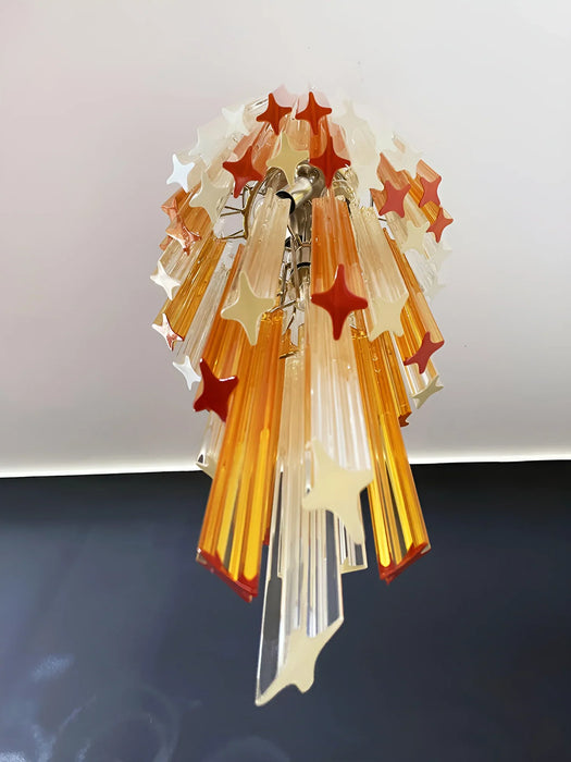 Murano Spiral Prisms Transparent Amber Chandelier-DWHOME
