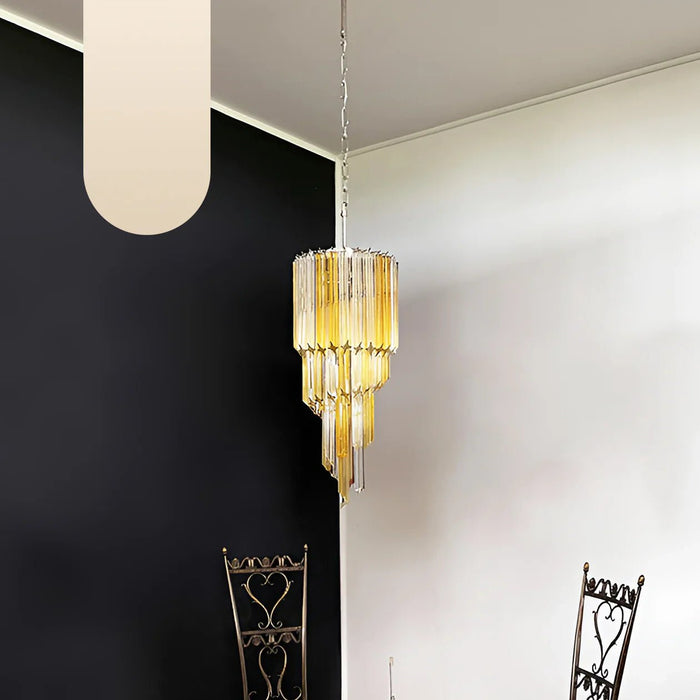 Murano Spiral Prisms Transparent Amber Chandelier-DWHOME