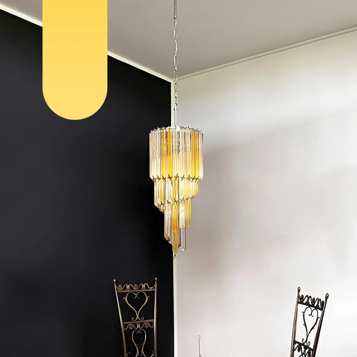 Murano Spiral Prisms Transparent Amber Chandelier-DWHOME