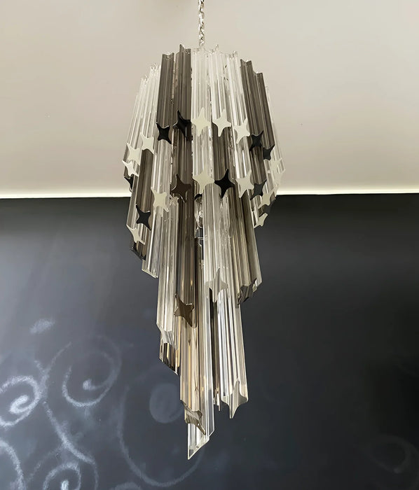 Murano Spiral Prisms Transparent Smoked Chandelier-DWHOME