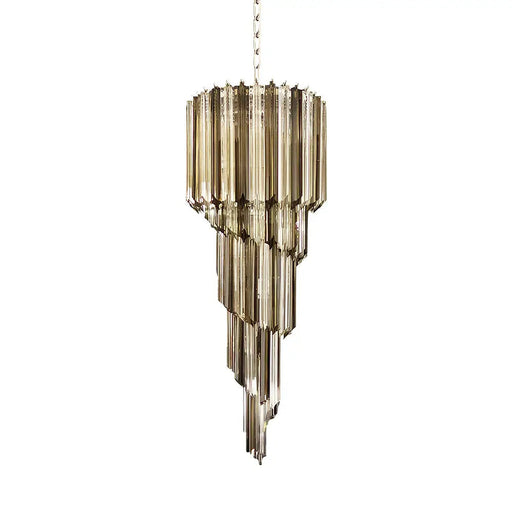 Murano Spiral Transparent Smoked Prism Glass Chandelier-DWHOME