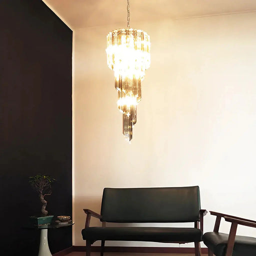 Murano Spiral Transparent Smoked Prism Glass Chandelier-DWHOME
