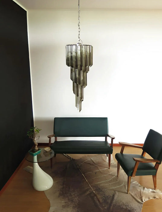 Murano Spiral Transparent Smoked Prism Glass Chandelier-DWHOME