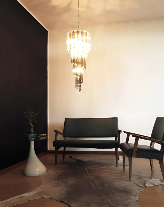 Murano Spiral Transparent Smoked Prism Glass Chandelier-DWHOME