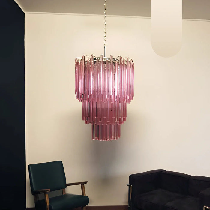 Murano Triedri Prisms Pink Chandelier-DWHOME